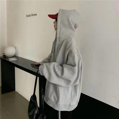 Women's Hoodie Jacket for Petite Figures Spring and Autumn Thin Hip-hop Style, Couple Trendy Padded Zip-up Hoodie with Pockets