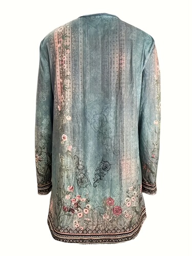 Spring And Autumn New Women Tops Floral Print Cardigan Cross-border