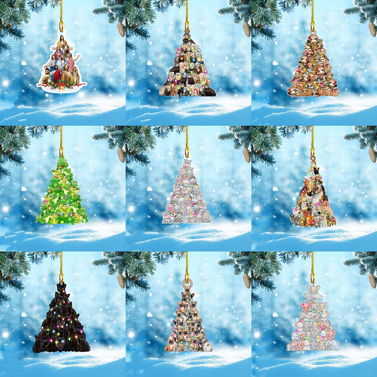 Árbol de Navidad creativo acrílico plano regalo de Navidad casa de vacaciones espejo retrovisor decoración colgante