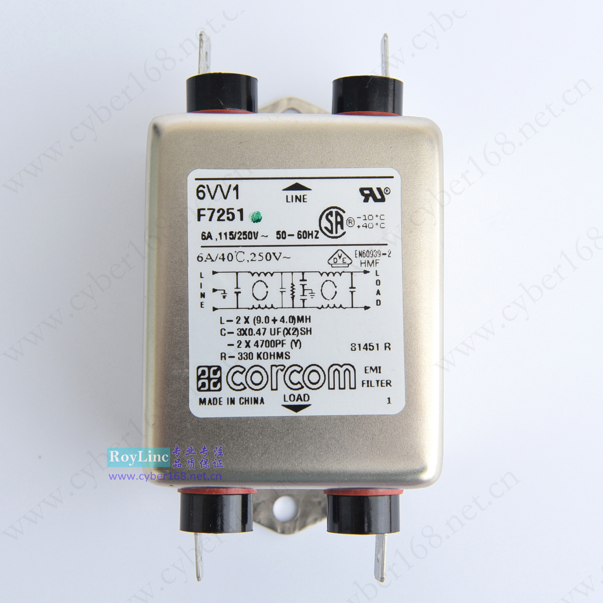 6VV1 V W 系列 F7251 6609043-2 Corcom 6A 抗干扰IEC EMI滤波器