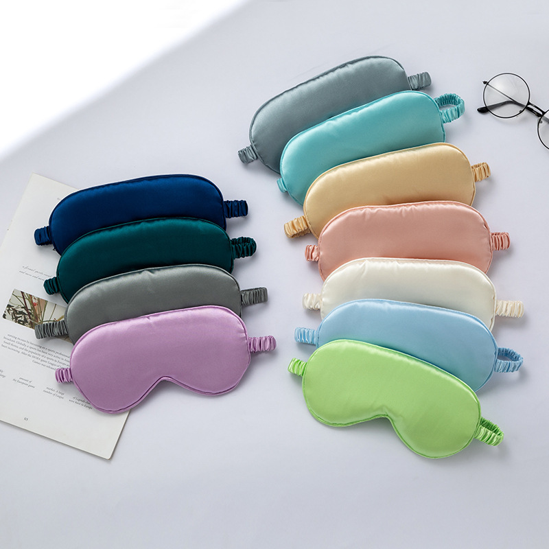 仿真丝睡眠眼罩午休遮光透气松紧护眼罩印花logo双面真丝眼罩批发