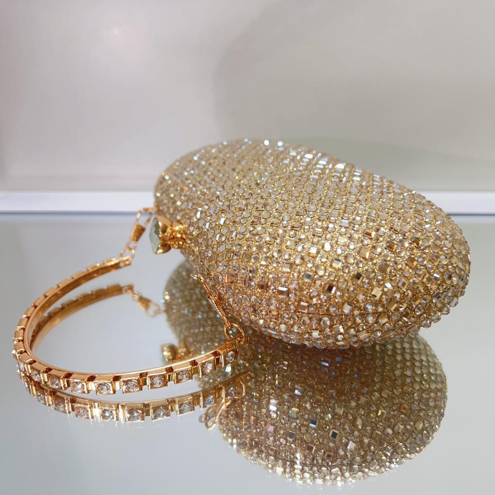 Túi clutch nữ đính đá sáng bóng dự tiệc thanh lịch — vàng nhạt, bạc, ngọc lục bảo, màu xanh đậm chi tiết 2