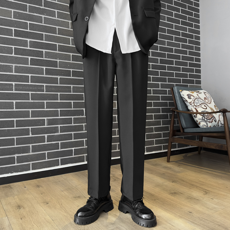 Cross-border wholesale C58-33 suit pants men's loose straight suit pants casual trousers black suit one-piece delivery