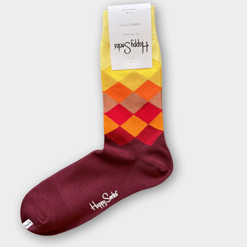 ハッピーソックス メンズソックス ミドル丈 コーマ綿 吸汗消臭 通気性 スウェーデン製 おしゃれ カラフル 薄手