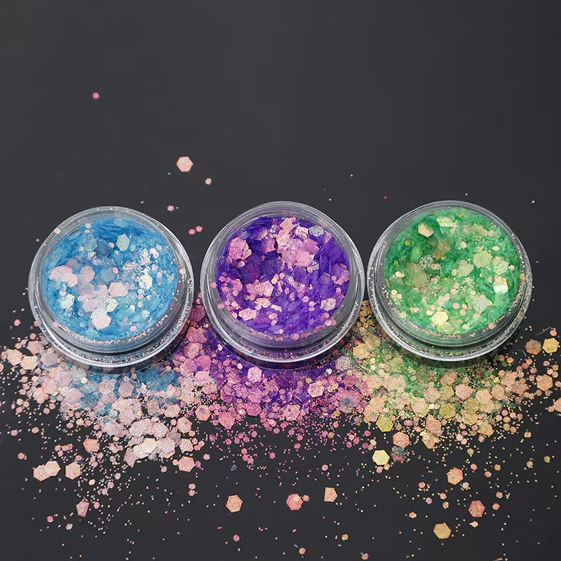 1kg装大小混合金葱粉幻彩粉金光七彩金葱粉亮片冰透闪粉妖精之瞳