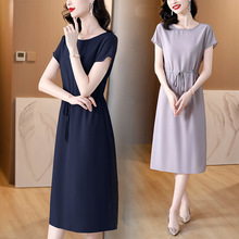 杭州大牌真丝连衣裙女2023新款气质小个子妈妈薄款宽松桑蚕丝裙子