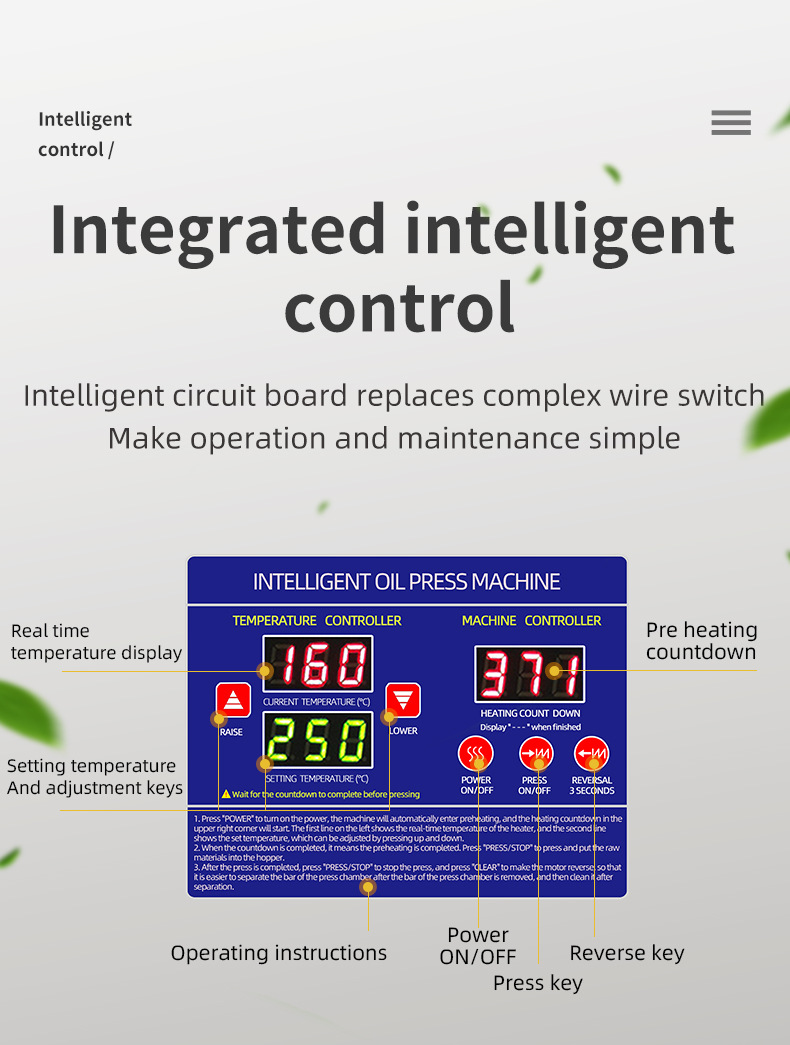 Description Picture 4 of item110V/220V Automatic Cold Press Oil Machine, Oil Cold Press Machine, Sunflower Seeds Oil Extractor, Olive Oil press Extract