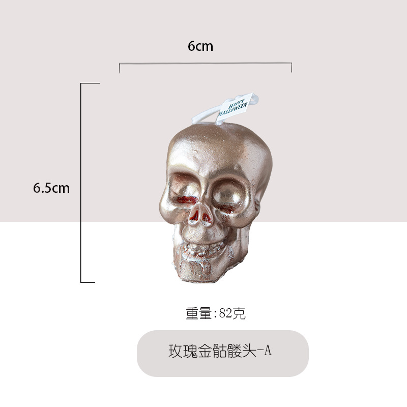 Ventas transfronterizas calientes de oro rosa de alto nivel de cráneo vela vela decoración adornos de Halloween al por mayor regalos de acompañantes