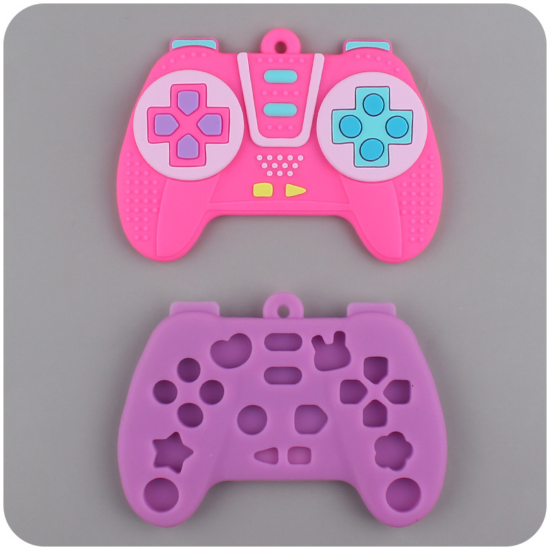 Nuevo bebé suministros de dibujos animados juego mango mordedor bebé creativo silicona mordedura pegamento teether palo juguete