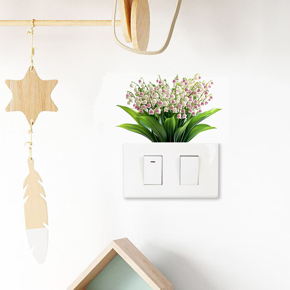Nuevas flores de orquídea planta de pared interruptor de pegatinas de sala de estar dormitorio decoración del hogar pegatinas autoadhesivas impermeables