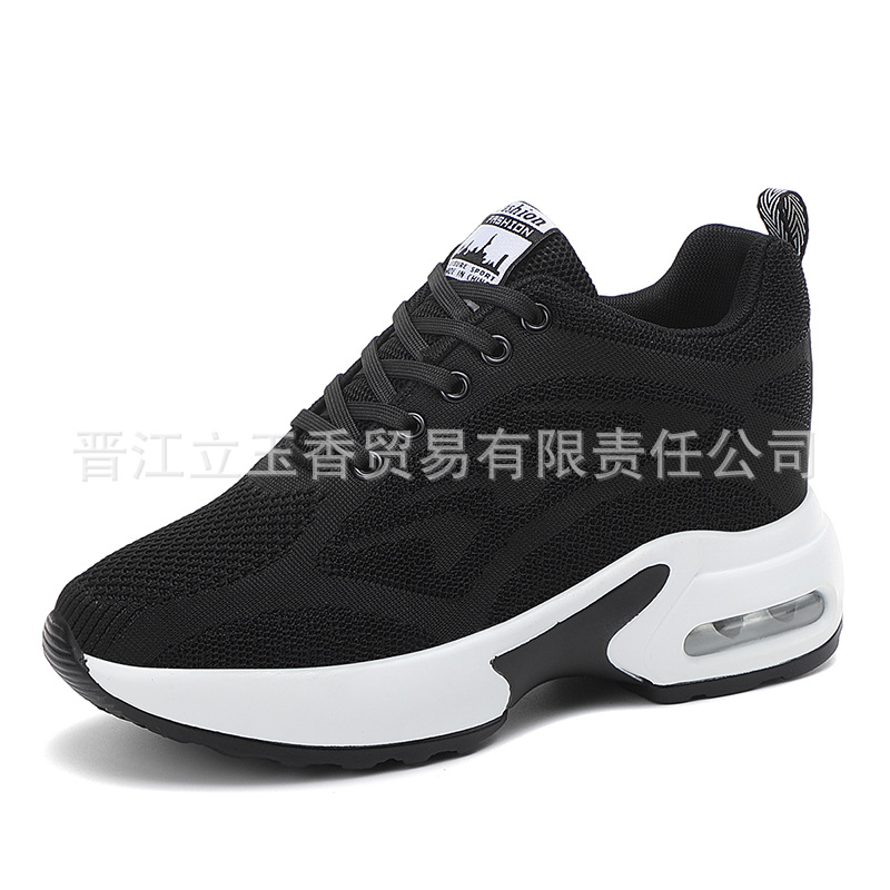 Zapatos de mujer coreanos 8cm de altura interior de tela de malla de aire suela transpirable zapatos de baile con suela suave zapatos de baile cuadrados cómodos