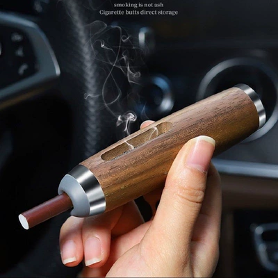 Driving without Ash Smoking Artifact Bomb-Free Ash Lazy Cigarette Mouth Silicone Cigarette Case Mini Walnut Ashtray