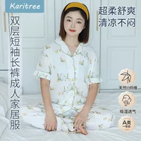 Женские брюки с короткими рукавами, домашняя одежда, костюм для комнаты с кондиционером, кардиган для взрослых, пижама, двухслойная бамбуковая хлопковая марлевая домашняя одежда
