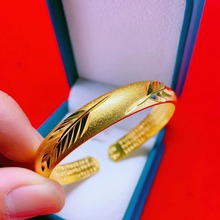 直播爆款999仿沙金心经手镯女开口简约时尚一夜暴富手环饰品批发