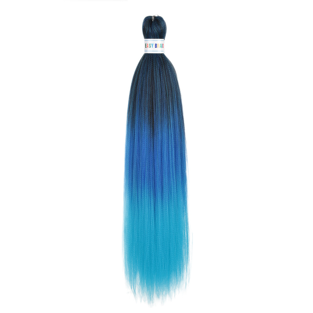 Trenzas fáciles de hacer de 26 pulgadas, cabello sintético colorido, trenzas grandes EZ, fibra sintética de baja temperatura, color degradado, cabello largo y liso.