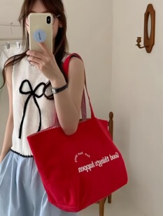 Capacious double-sided one-shoulder bag, shopping bag, for students