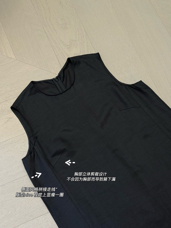 25夏季新款女士气质优雅百搭斜裁圆领中长款无袖连衣裙0813t4|undefined