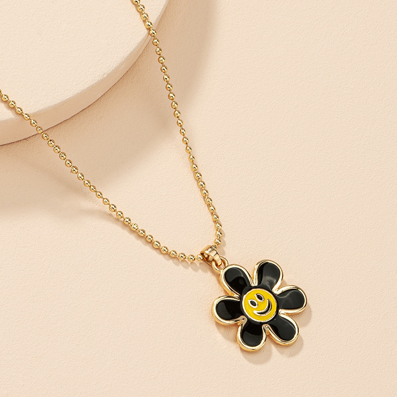 Fashion flower smiley alloy necklace wholesale