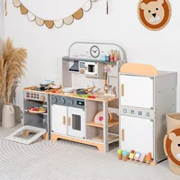 Деревянный игровой домик, детская золотая кухня, игрушки для мальчиков и девочек, имитация кухонной утвари, набор кастрюль и сковородок