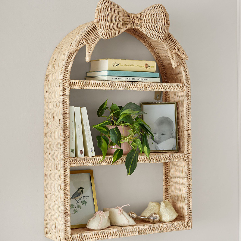 Canasta de almacenamiento de ratán de mariposa transfronteriza, estante de decoración de pared, decoración práctica, habitación de niños, decoración de tejido de casa de familia