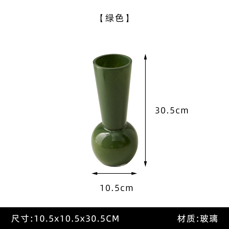 高级简约北欧中古复古玻璃红花瓶花器插花设计师家居桌面装饰摆件|undefined