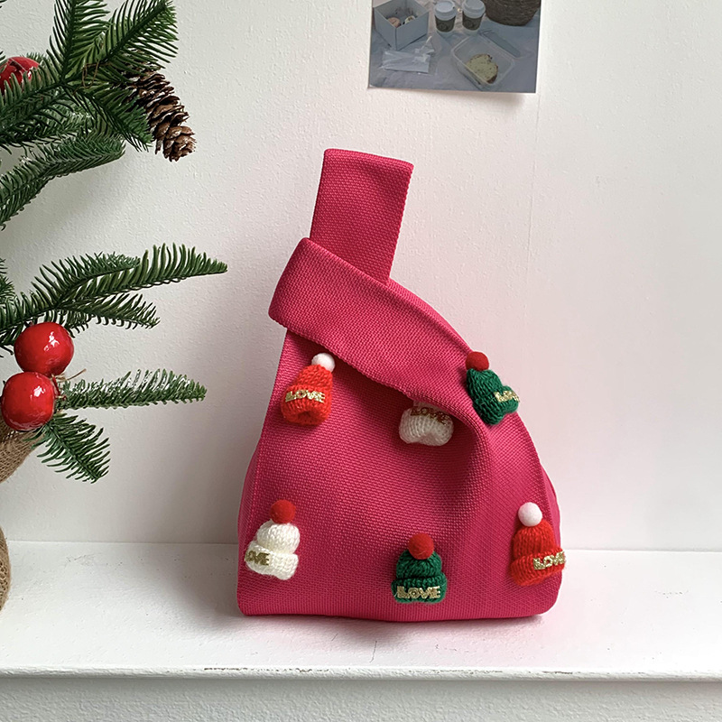 Bolsa de mochila para mujeres versátil 2025 nuevo bolso de regalo de navidad sombrero tridimensional nicho bolso de hombro de punto