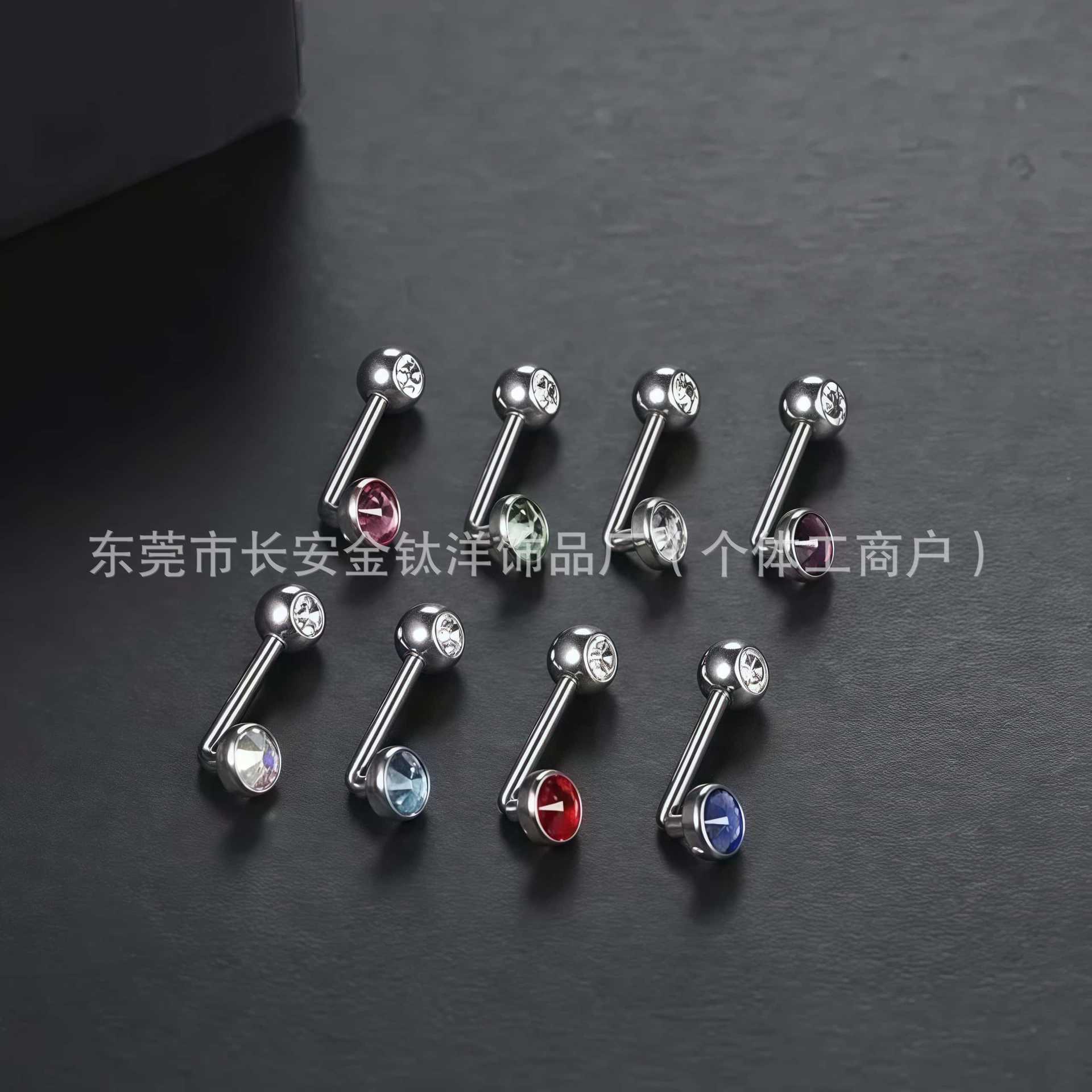 14g Czech Diamond L-Shaped Navel Ring F136 Titanium Belly Button Piercing Jewelry - G23 Titanium Alloy detail image 7