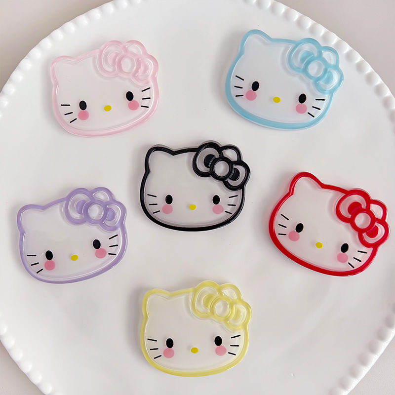 New Large Cute Clear Resin Kt Cat Head DIY Mobile Phone Case Hole Shoe Headwear Hairpin Keychain Accessories