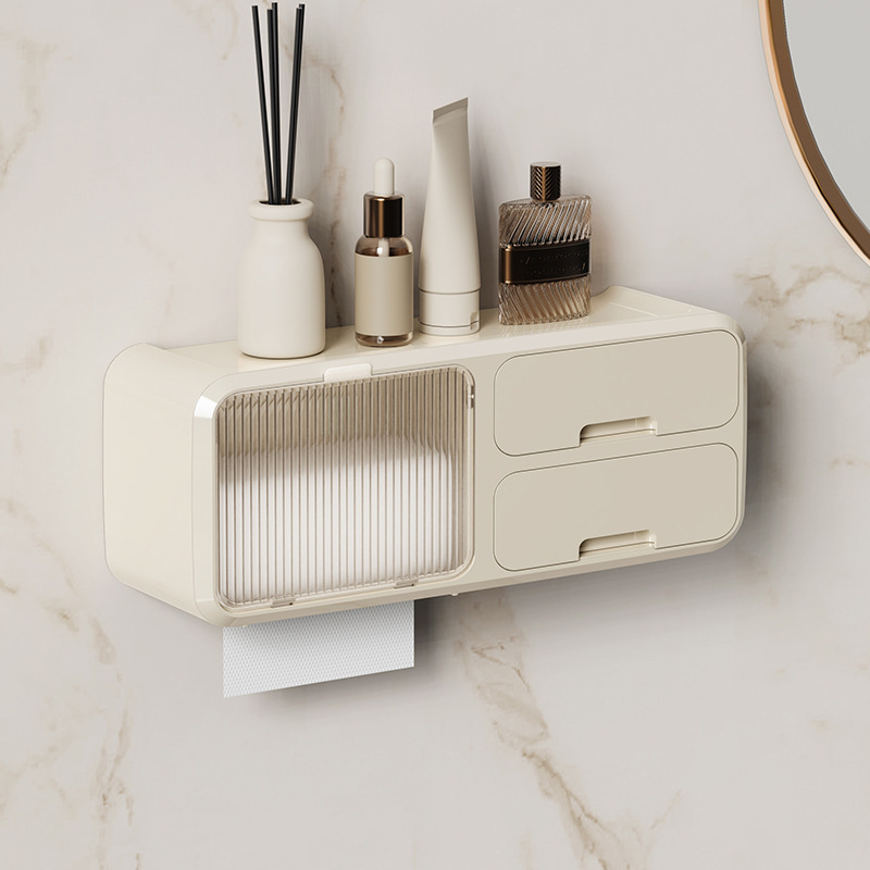 Punch-free toilet tissue box waterproof toilet tissue roll toilet storage box bathroom storage rack hanging
