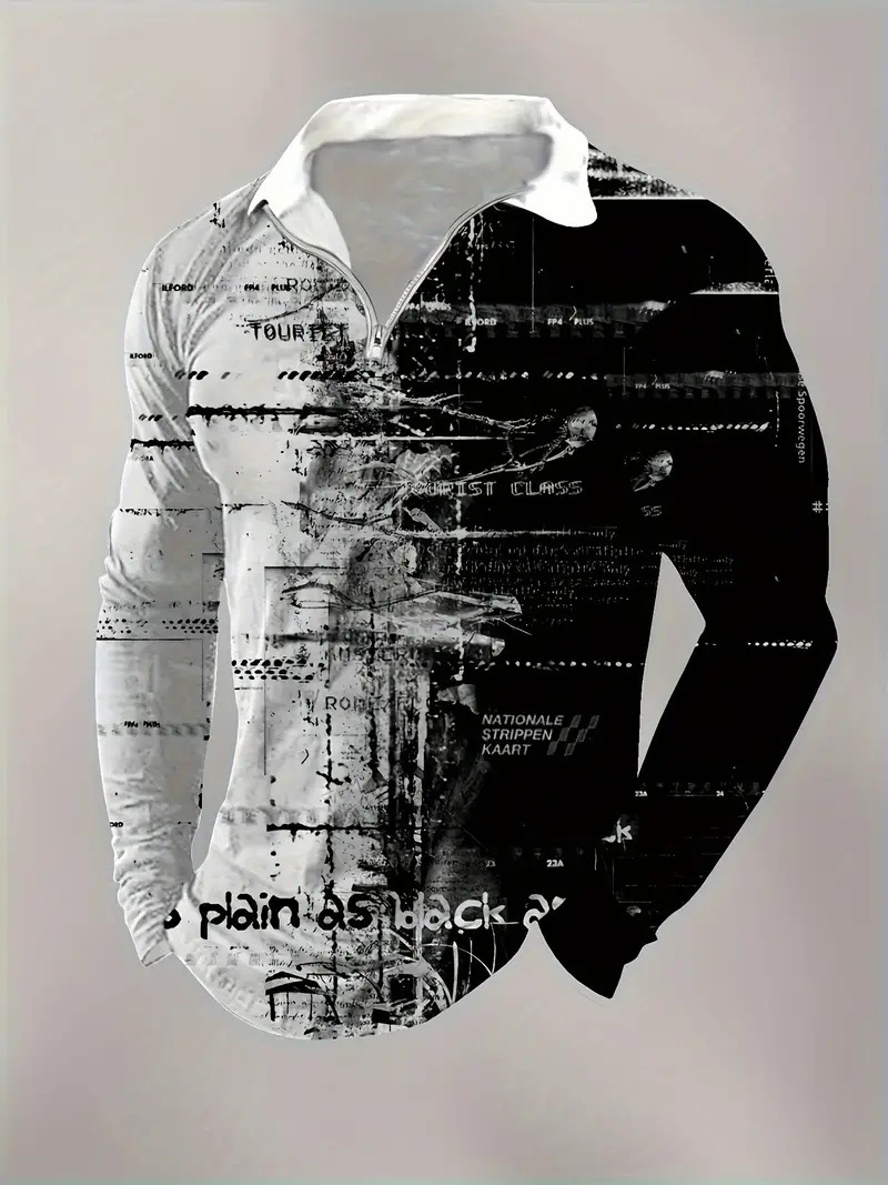 Camisa POLO de manga larga clásica de todo fósforo para hombre otoño nuevo suéter cálido con cremallera MB14