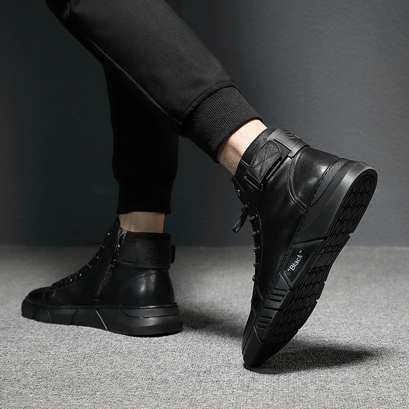 Ботинки Martin из натуральной кожи, мужские зимние теплые ботинки на флисовой подкладке в британском стиле, мужская хлопковая обувь, мужские ботинки со средним верхом, мужская обувь с высоким берцем, модная