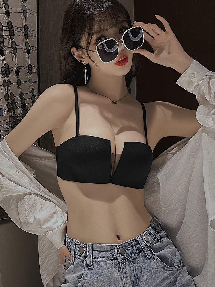 Tubo sin tirantes superior pequeño pecho empujar hacia arriba sujetador inalámbrico sin costuras de las mujeres delgada antideslizante sujetador anti-flacidez 711