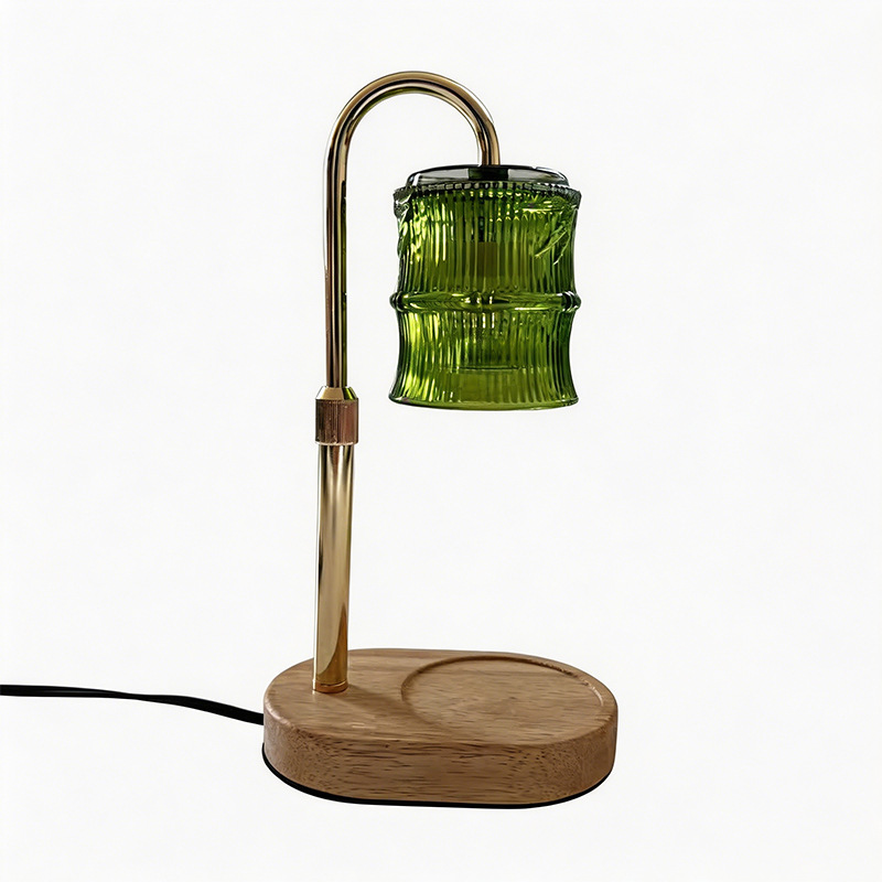 Retro Festival de bambú lámpara de lámpara de vidrio azul lámpara de cera de fusión fragante doble capa vertical accesorios de vidrio verde