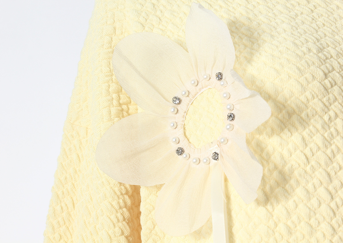 Mid Length Autumn Winter Solid Color Three Dimensional Floral Beaded Loose Outer Wear Sweatshirt