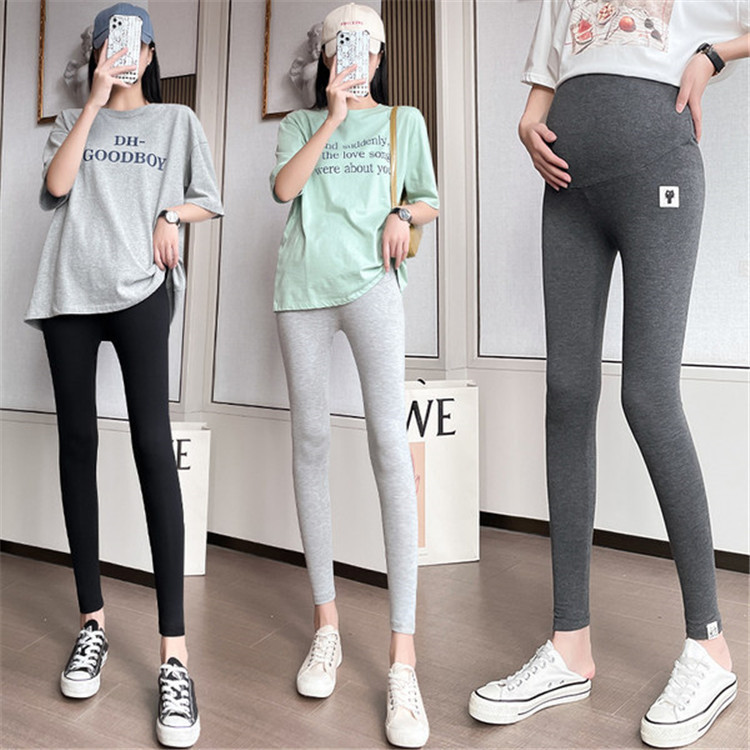 Pregnant women's clothing summer pregnant women's bottoming pants spring and autumn clothing kitten standard outer wear high waist belly support pants pregnant women's cropped pants fashion
