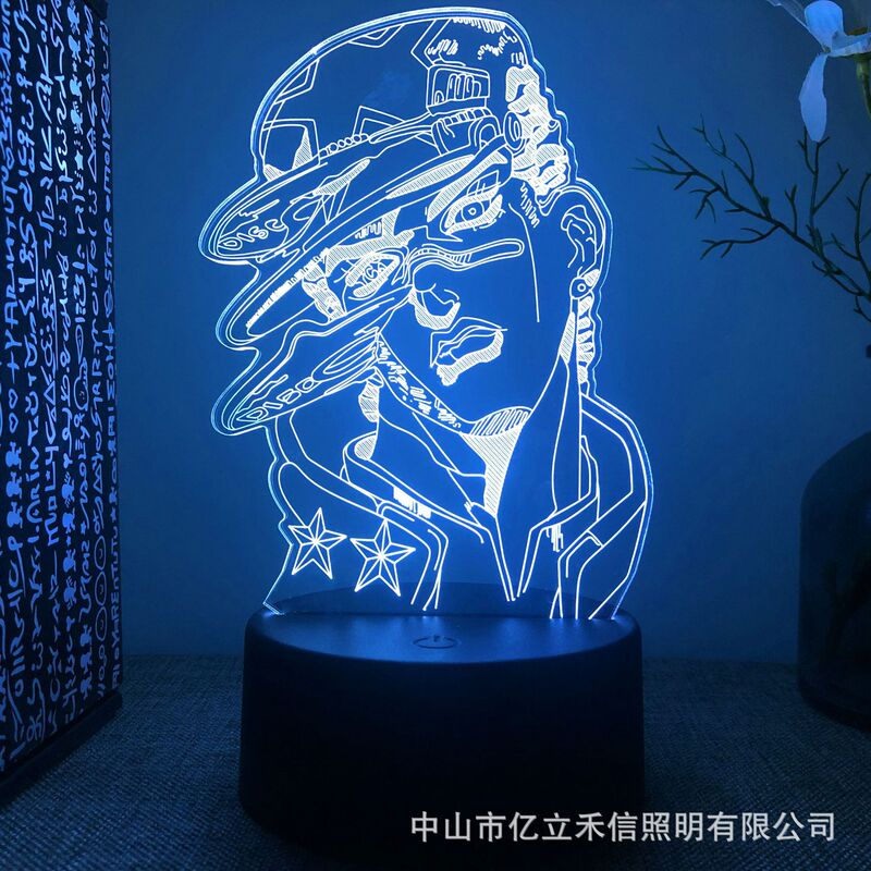 Cross-Border 3D Night Light Jojo's Bizarre Adventure Black Touch Colorful Crackle 16-Color USB Table Lamp Bedside Lamp Cross-Border 3D Night Light Jojo's Bizarre Adventure Black Touch Colorful Crackle 16-Color USB Table Lamp Bedside Lamp