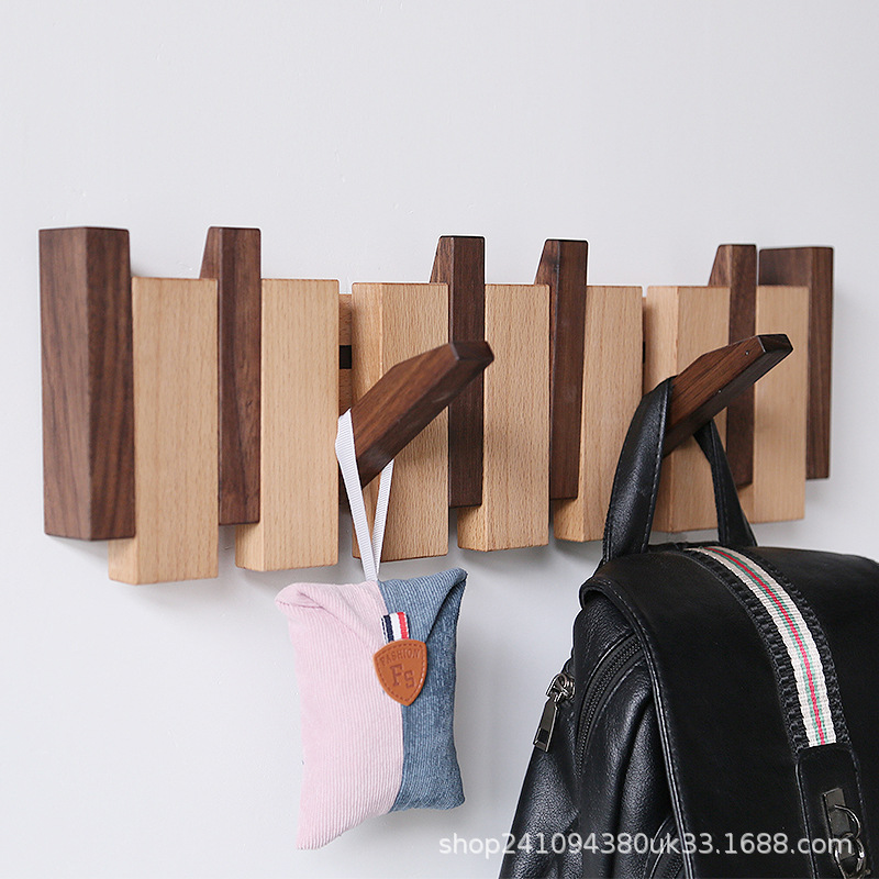 Percha de pared-gancho de llave libre creativo gancho de madera maciza Entrada percha colgante de pared Perchero de madera