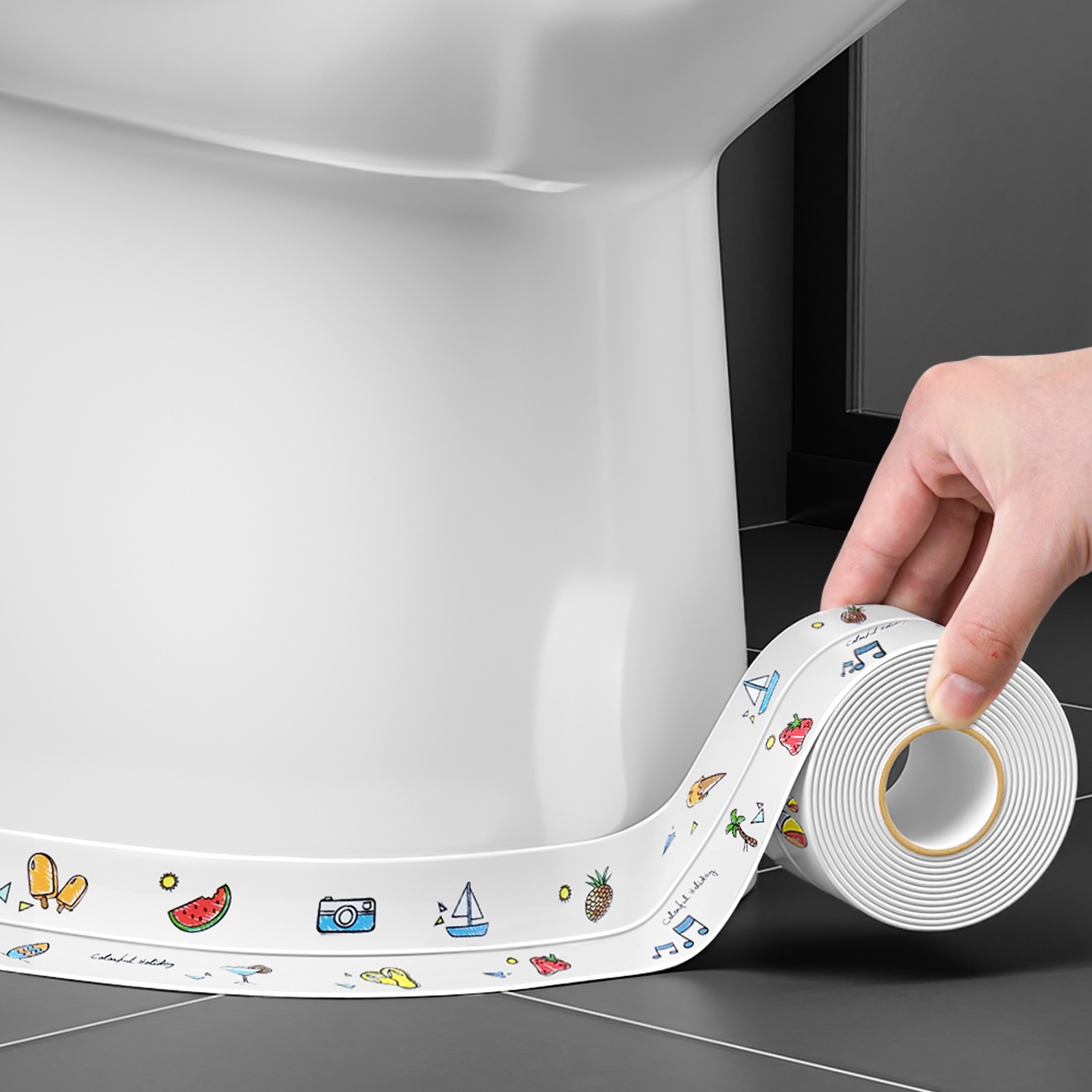 日本卫生间美缝贴防水贴防霉厨房防水条马桶贴边条马桶边缘防水贴