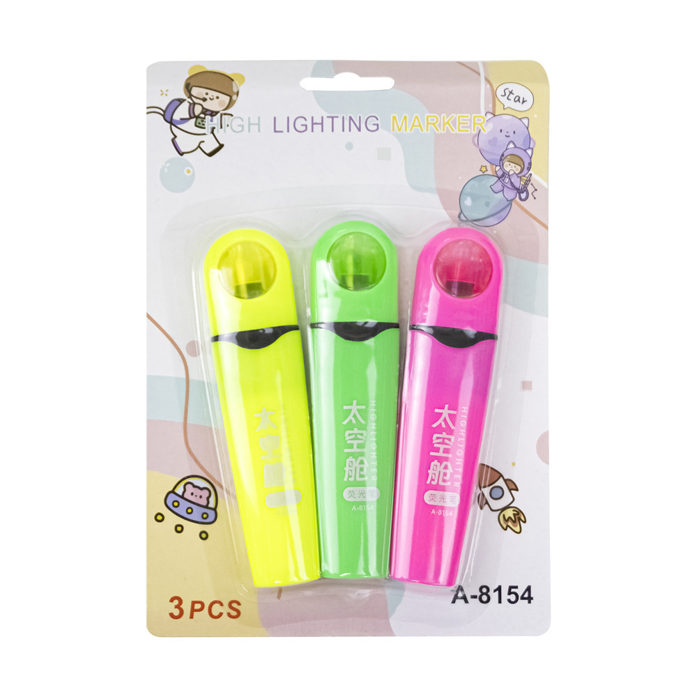cápsula espacial serie de resaltador de cabeza blanda alto valor de cara liberación marcador marcador de puntos clave de los estudiantes bolígrafo