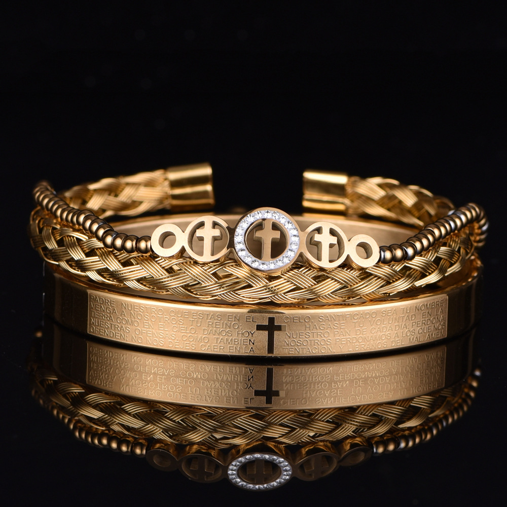 Men's Gender Glam Cross Stainless Steel Plating Bracelets