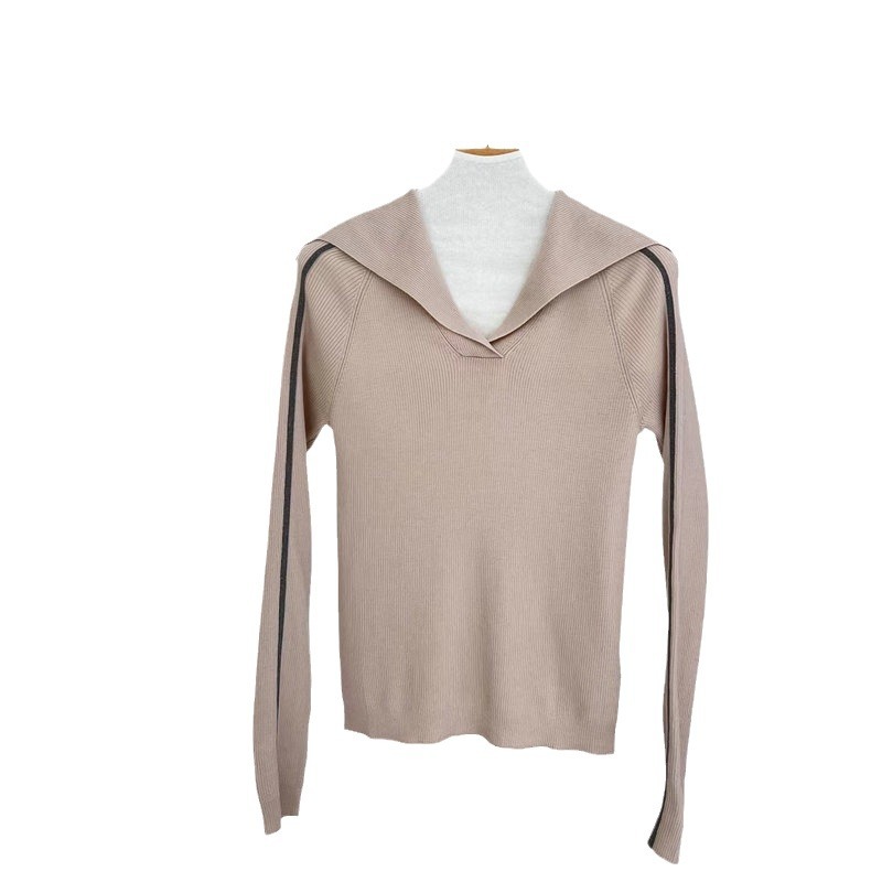 Wool Sweater Big Lapel Long Sleeve Top