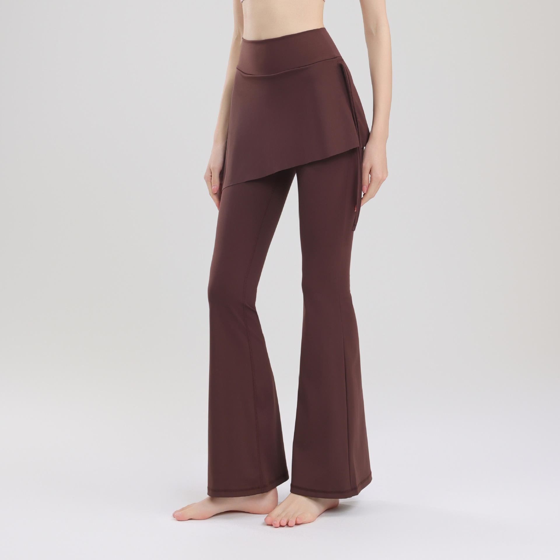 Finna Fuxi dos piezas de cintura alta pantalon de entrenamiento de gimnasio para correr con cuerdas laterales para cubrir la entrepierna entrenamiento de gimnasio pantalones de microescalado