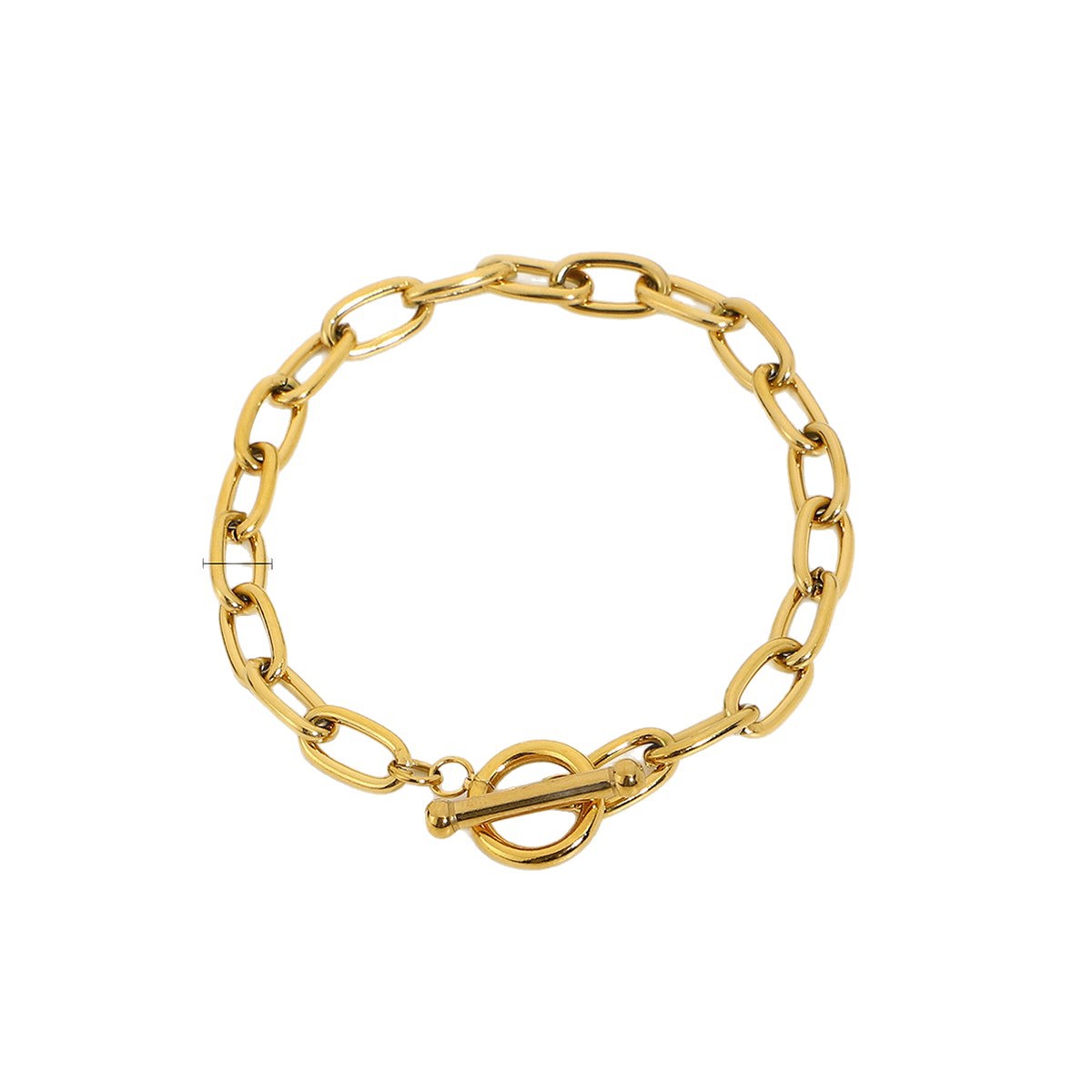 Moda europea y americana pulsera de oro clásica pulsera de clip de papel OT ferrule pulsera de cadena ovalada de acero inoxidable chapado en oro para las mujeres