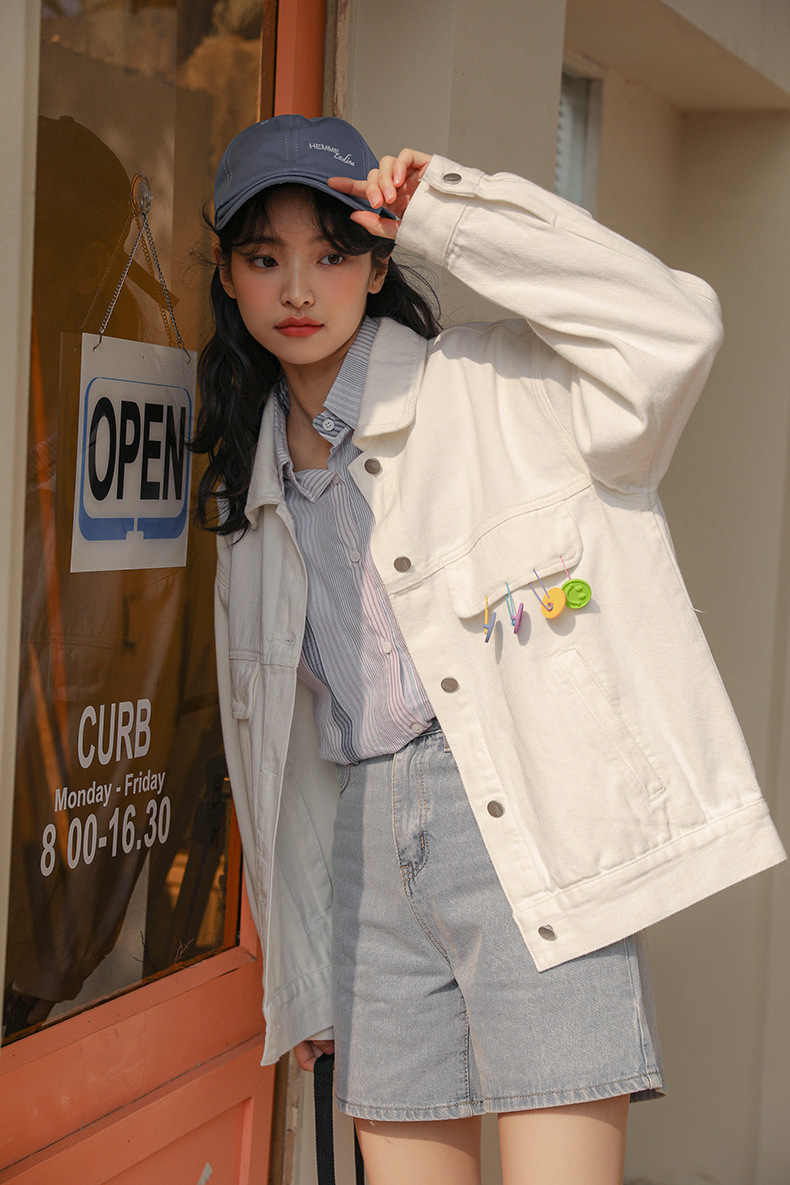 ホワイト ホワイトデニムジャケットレディース22春 レディース服 サイズ