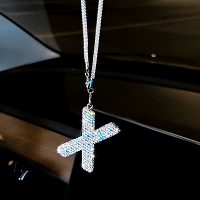 Car hanging Hanging Ornament, Clay Rhinestone Car - pendant-diamond-letter-x