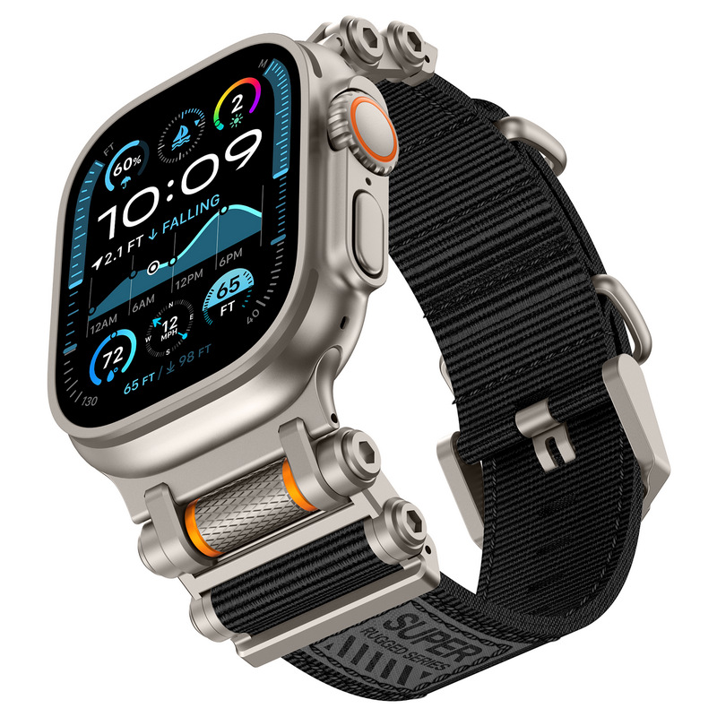 Nylon Braided Stainless Steel Watch Strap Suitable for Apple Watch Applewatch S10Ultar2 Destiny Gear