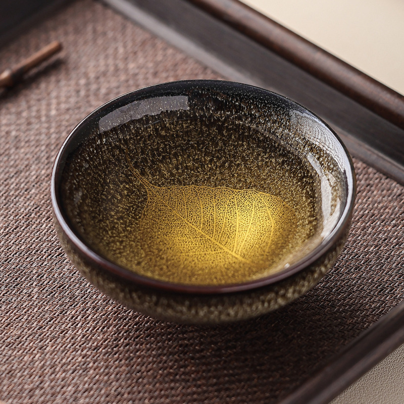 窑变树叶杯建盏茶杯陶瓷杯功夫主人杯枫叶杯送长辈老外客户人礼物|undefined