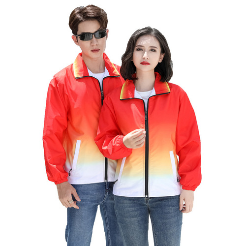 Custom volunteer trench coat work uniform with logo printing for team building, sports meet, class uniform, and cultural T-shirt.