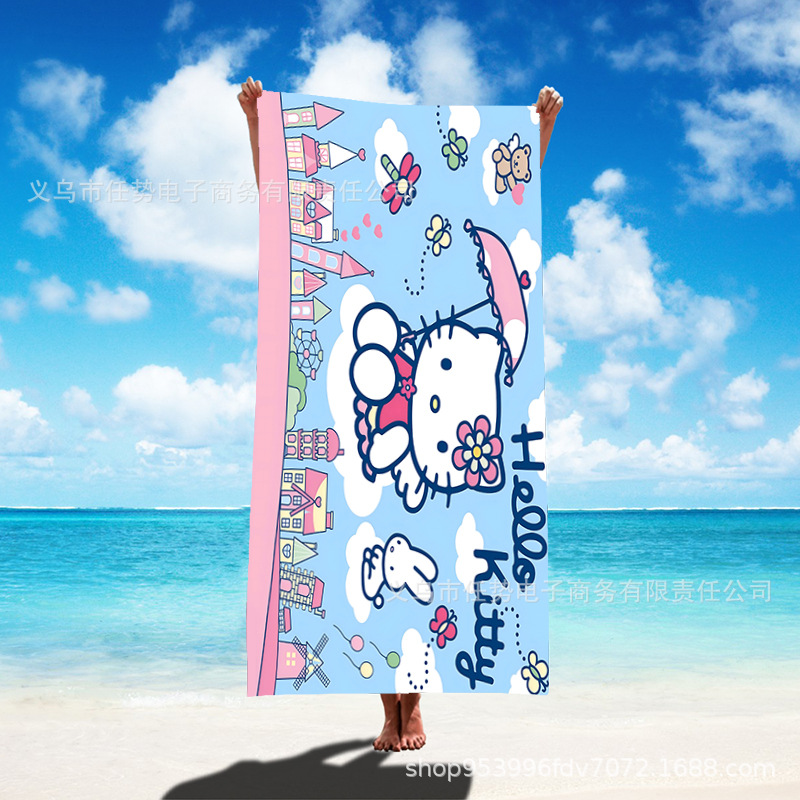 thumbnail image 1 of Cross Border temu Cartoon Sanrio Hello Kitty Kawaii Shawl Printing Absorbing Water Quick Drying Beach Bath Towel, 1 of 5