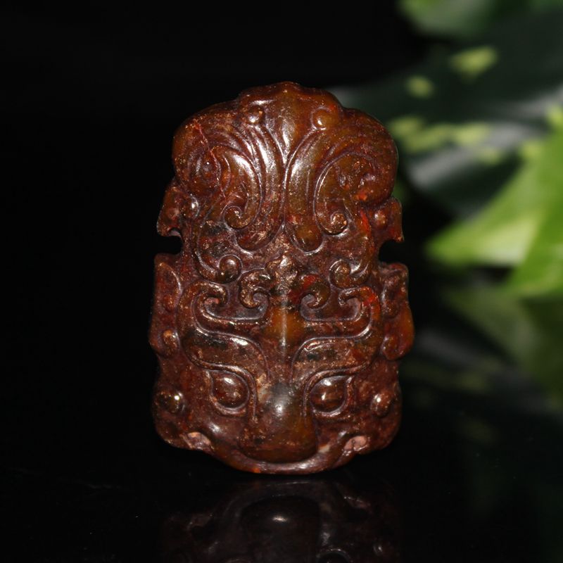 厂家批发老玉兽面纹皮带扣批发 古玉老岫玉兽纹皮带扣腰扣批发